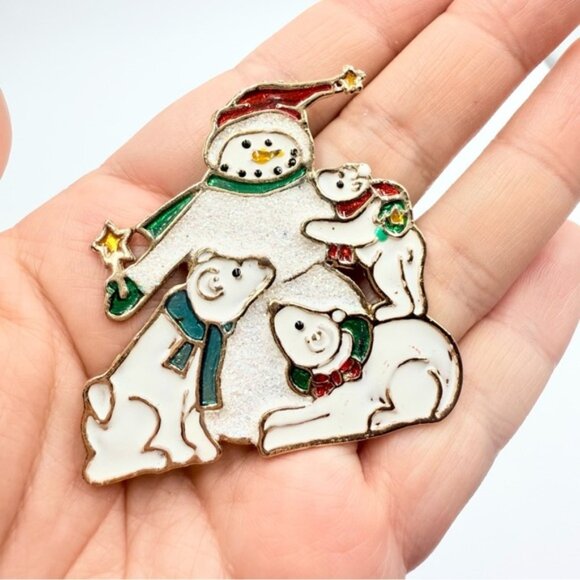 Vintage 9 Christmas Brooch Pin assortment Christmas Tree, Bells Candycane Lots - Picture 10 of 11